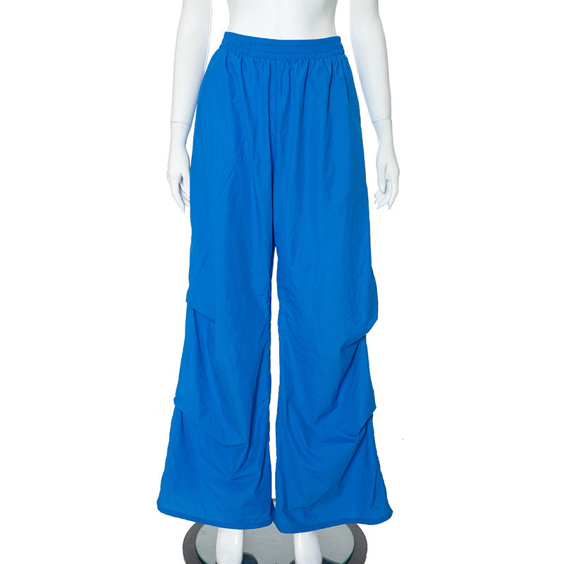 Solid Color Niche Slightly Spicy Pocket Design Mid Waist Long Pants Women Summer