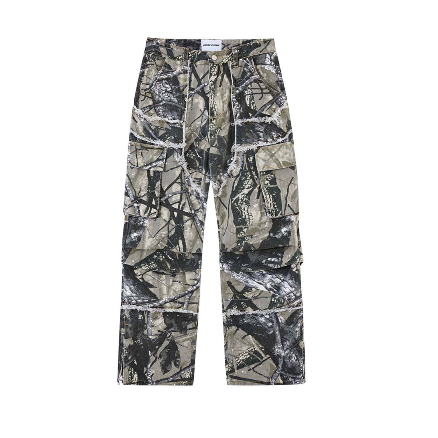 MADEEXTREME National Fashion Brand Street Jungle Camouflage Leaf Trousers Loose Straight Leg Pants For Men And Women