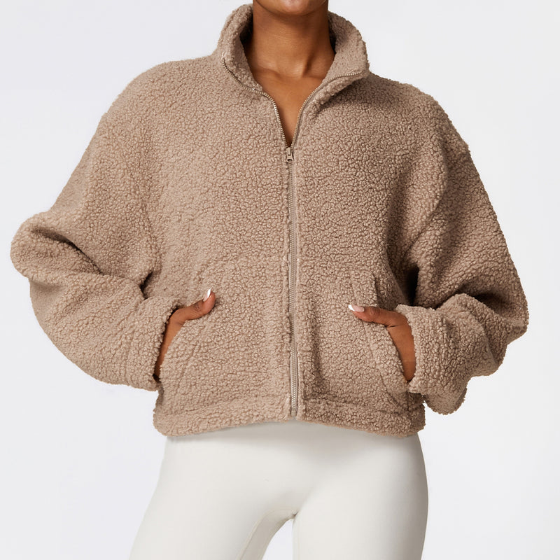 Winter Zipper Thermal Lambswool Fitness Sports Jacket All Matching Thickened Polar Fleece Jacket Women