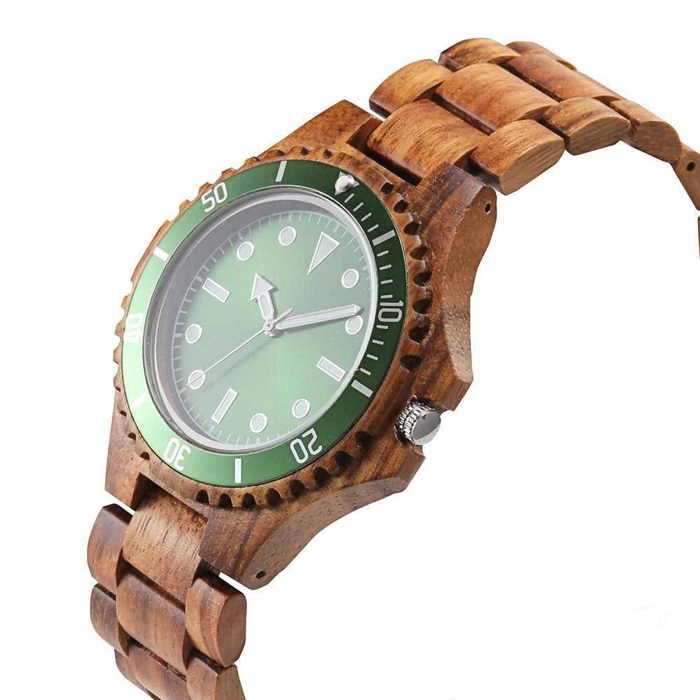 Men's Solid Wood Set Business Quartz Watch