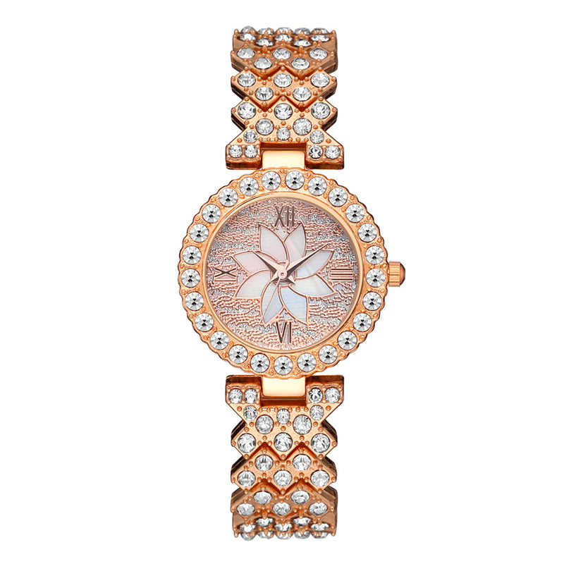 Diamond-embedded Starry Sky Flower Disk Bracelet Watch