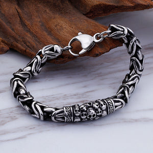 Mens Cool Gothic Style Skeleton Punk Metal Braided Chain Bracelet