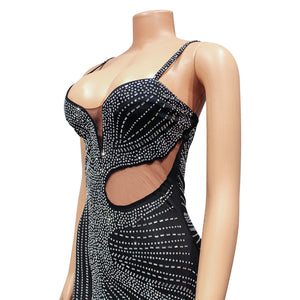 Women's Mesh Rhinestone Evening Slip Dress