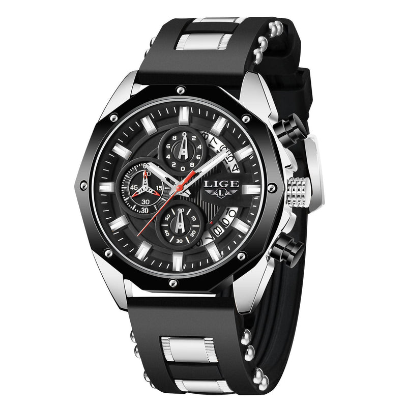 Luxury Silicone Sport Chronograph Quartz Waterproof Wristwatch