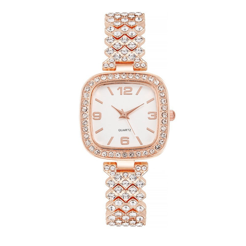 Small Square Full Diamond Women's Bracelet Wristwatch
