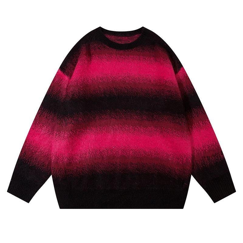 Striped Sweater Loose Round Neck Winter Long Sleeves Warm Autumn Harajuku Casual Trendy Fashion