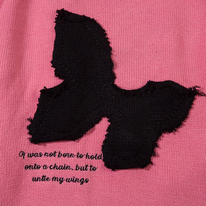Butterfly Embroidery Sweater Original Bow Bandage Warm Autumn Pullovers Fashion Loose Round Neck Long Sleeves