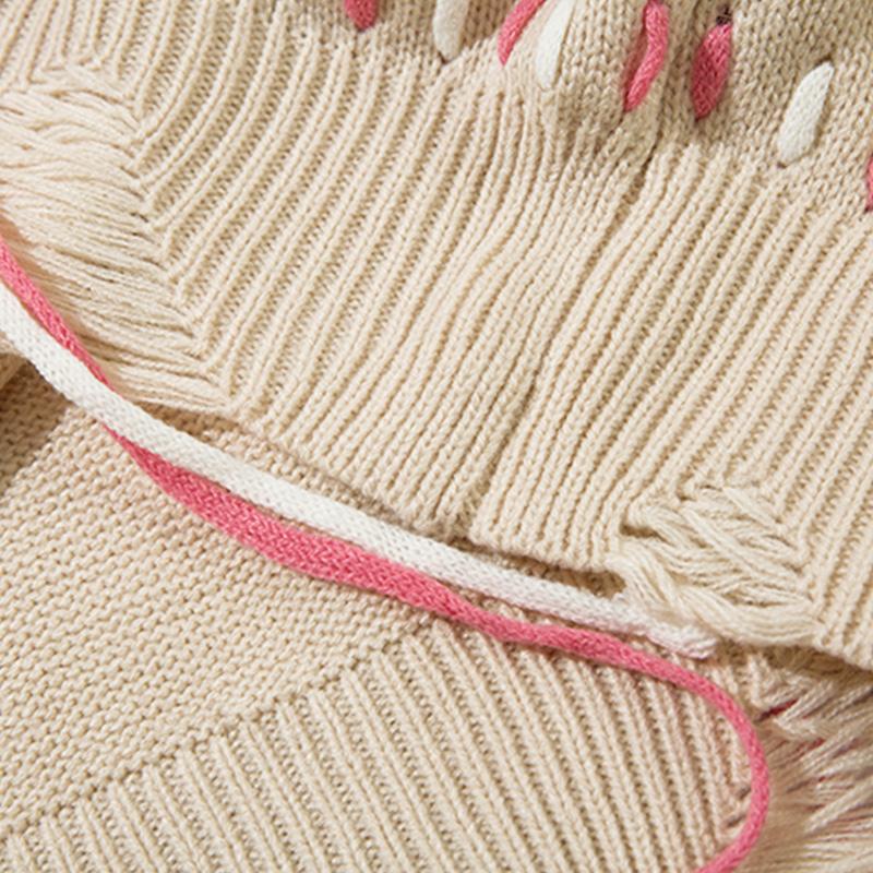 Flower Pocket Sweater Oversize Basic Autumn Warm Streetwear Long Sleeves Round Neck Fashion Pullovers