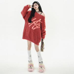 Oversize Sweater Loose Round Neck Winter Long Sleeves Warm Autumn Harajuku Casual Trendy Fashion