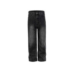 Men's And Women's Urban Grinding White Wash Old Pants Men's And Women's Fried Black Grey Straight Trendy Jeans