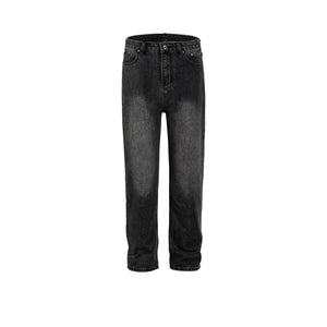 Men's Women's Urban High Street Washed White Pants Men's And Women's Slim-Fit Straight Black Fashionable Jeans