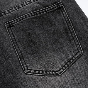 Men's Women's Urban High Street Washed White Pants Men's And Women's Slim-Fit Straight Black Fashionable Jeans