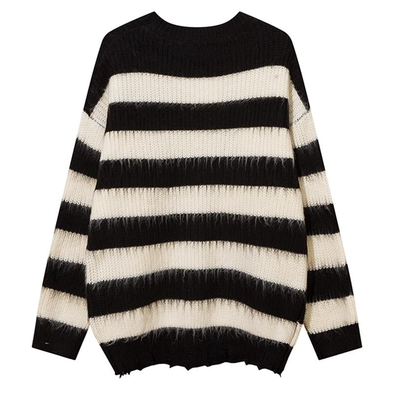 Striped Star Sweater Loose Pullover Winter Tops Autumn Fashion Streetwear Long Sleeve