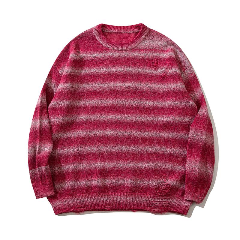 Striped Sweater Long Sleeves Warm Autumn Harajuku Casual Trendy Fashion Loose O Neck Winter