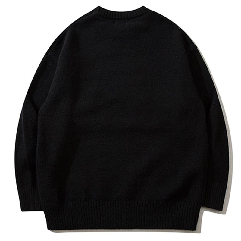 Black Sweater Loose All-Match Pullover Winter Tops Autumn Fashion Streetwear O-Neck Long Sleeve