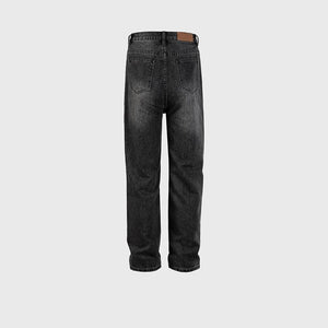 Men's Women's Urban High Street Washed White Pants Men's And Women's Slim-Fit Straight Black Fashionable Jeans