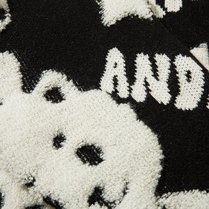 Cartoon Dragon O Neck Sweater Tops Autumn Loose Pullover Winter Drop Shoulder Casual Fashion Knitwears