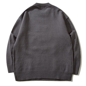 Dog Print Sweater Loose Pullover Winter Tops Autumn Fashion Streetwear O-Neck Long Sleeve