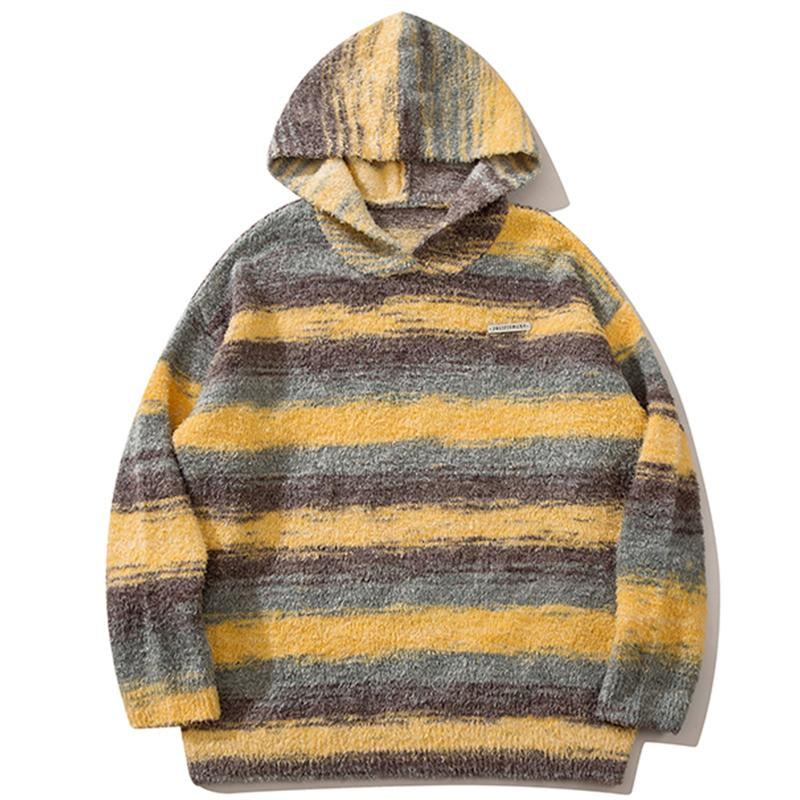 Striped Gradient Sweater Loose O Neck Winter Long Sleeves Warm Autumn Harajuku Casual Trendy Fashion