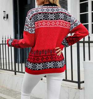 Autumn Winter Christmas Deer Head Pullover Women Sweater Christmas Knitwear Women