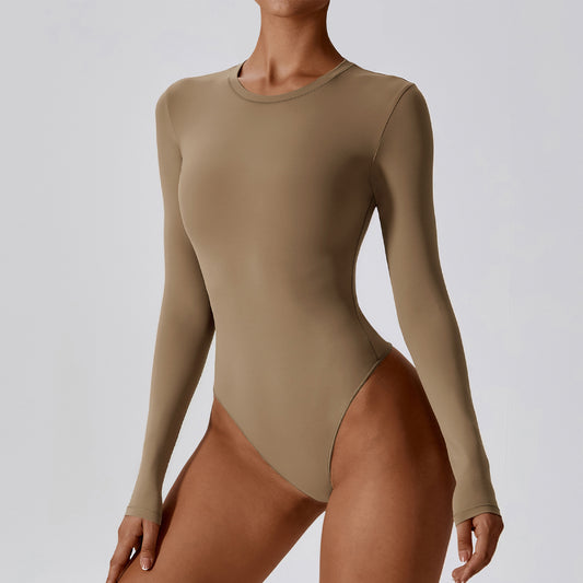 Sexy Slim Yoga Long Sleeve One Piece Ballet Dance Bottoming Skinny Jumpsuit