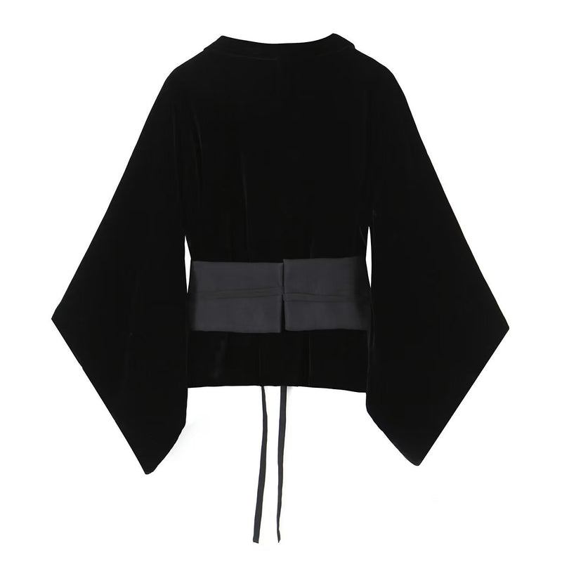 Autumn Women Clothing Decoration Belt Velvet Coat