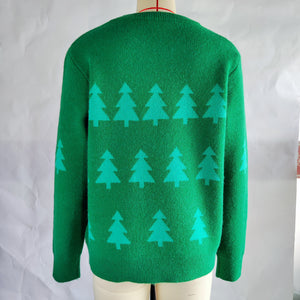 Christmas Tree Jacquard Christmas Sweater Women Casual Pullover Sweater