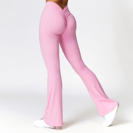 Peach Hip Raise Yoga BellBottom Pants Fitness Sports Wide Legs Bootcut Trousers High Waist Quick Drying Yoga Pants Women