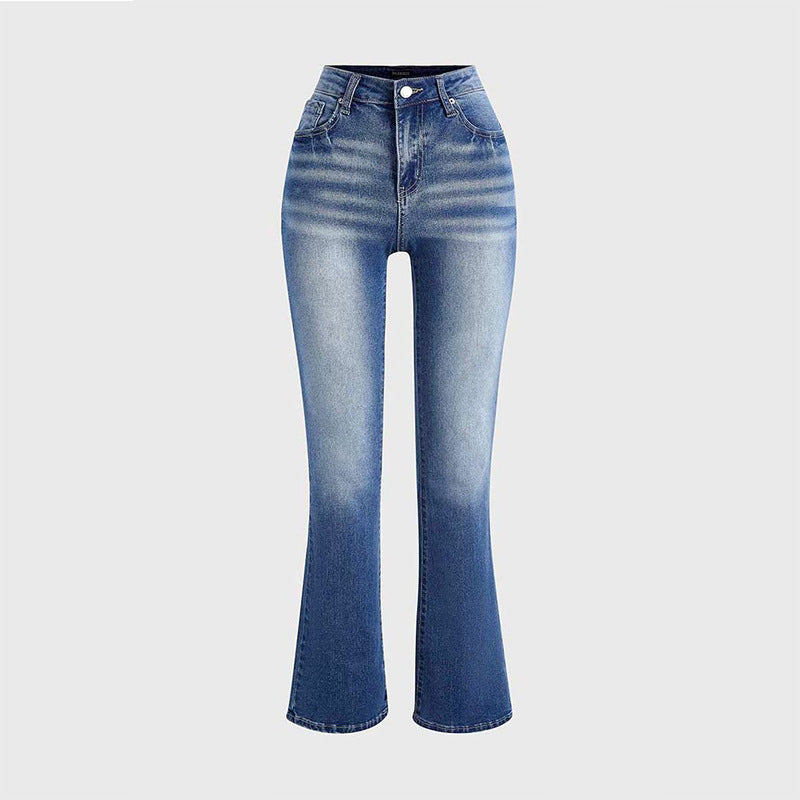 Ladies Jeans Wild Washed Casual Pants Denim Trousers