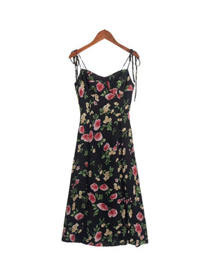 Women Clothing Spring Print Sleeveless V Neck Maxi Dress