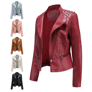 New Slim Spring Autumn Women Leather Jacket Slim Thin Jacket Ladies Motorcycle Clothing