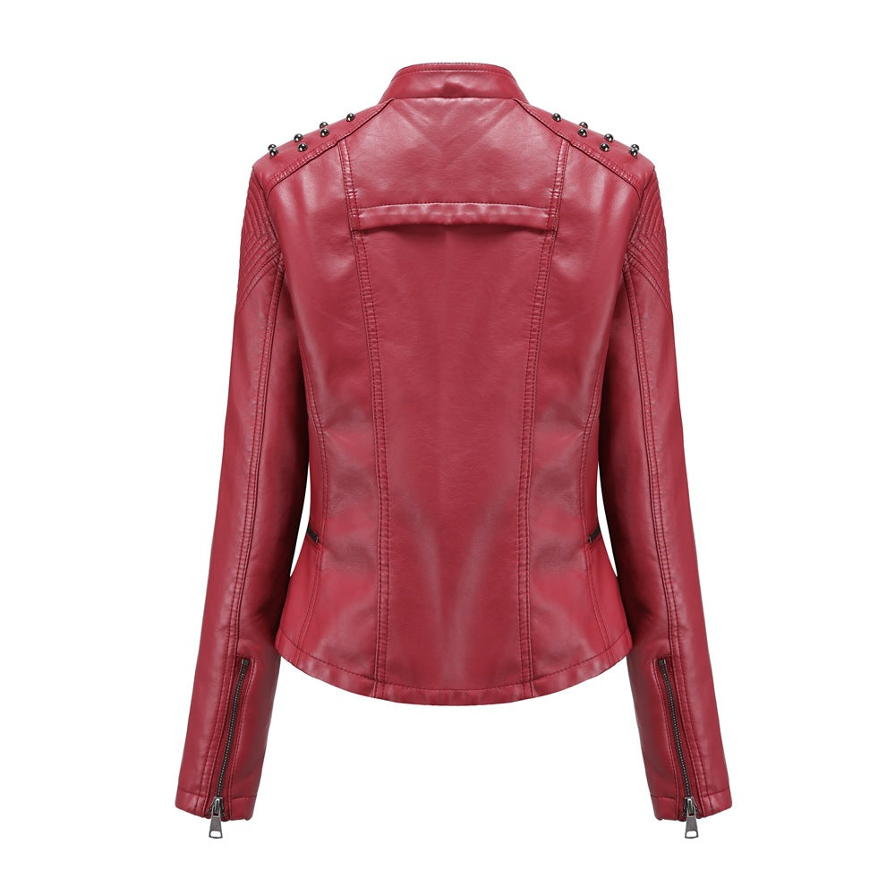 New Slim Spring Autumn Women Leather Jacket Slim Thin Jacket Ladies Motorcycle Clothing