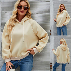 Autumn Winter Hoodie Casual Hooded Solid Color Hoodie Women