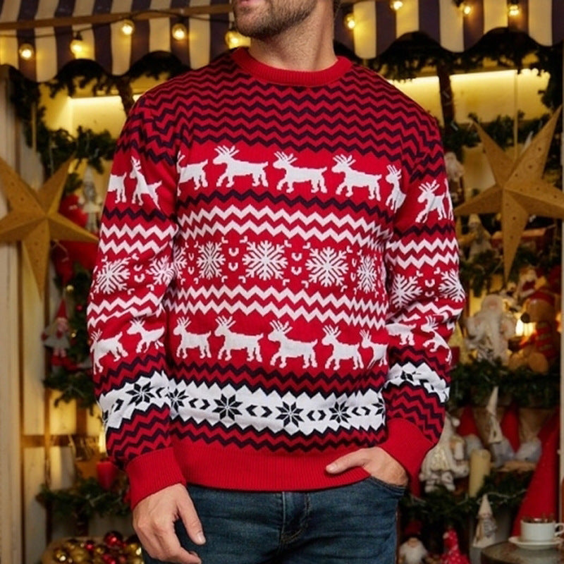 Little Snowflake Christmas Sweater Autumn Winter Casual Couple Wear Christmas round Neck Sweater