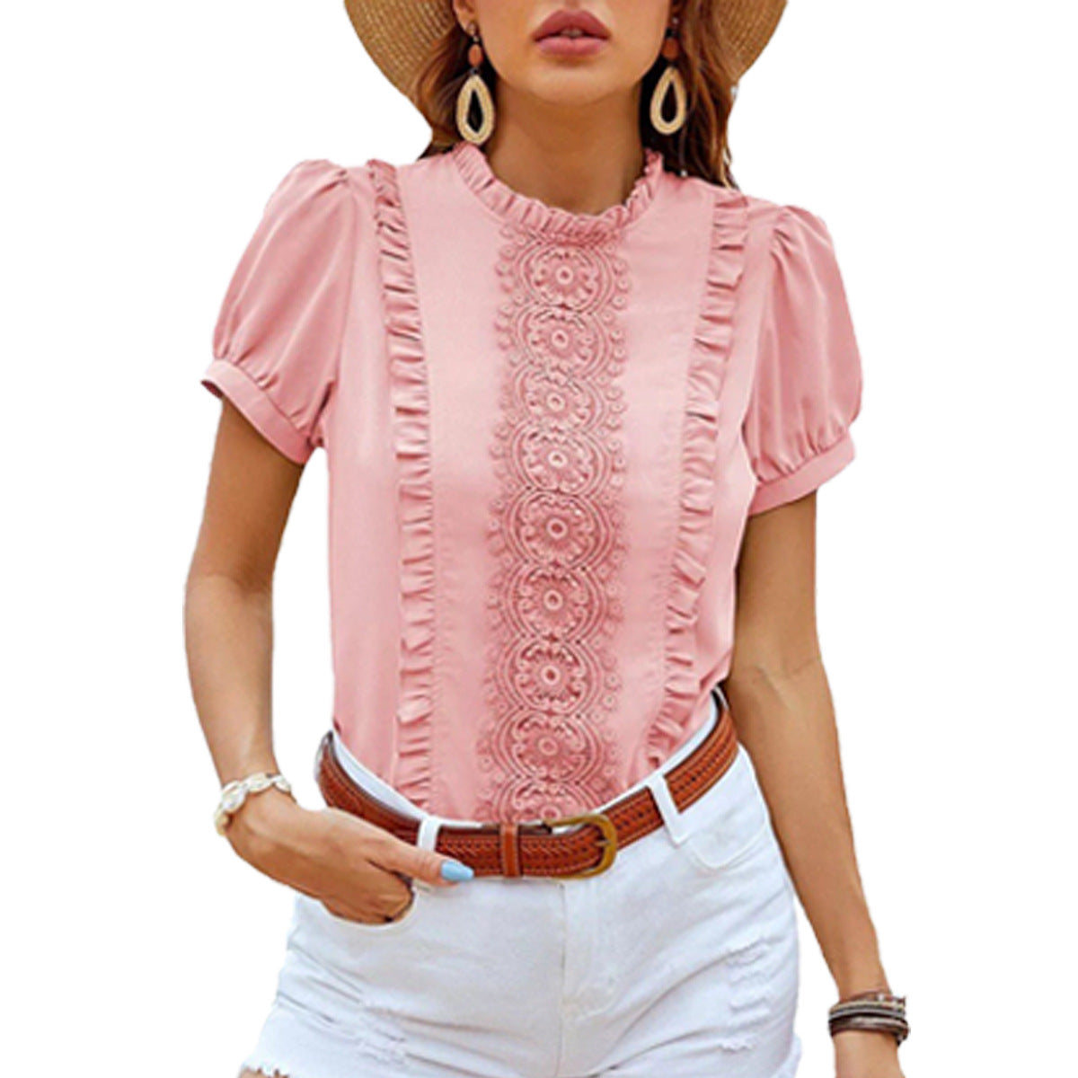 Women Clothing Casual Popular Shirt Women Lace Women Top