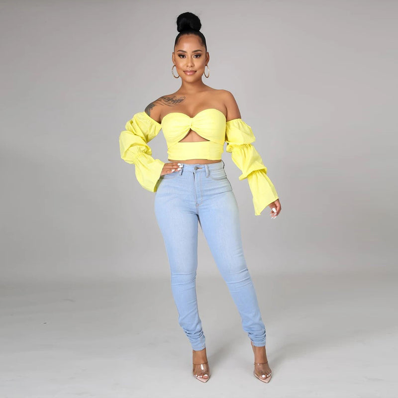 Plus Size Sexy strapless long sleeved top stylish backless one-piece dress