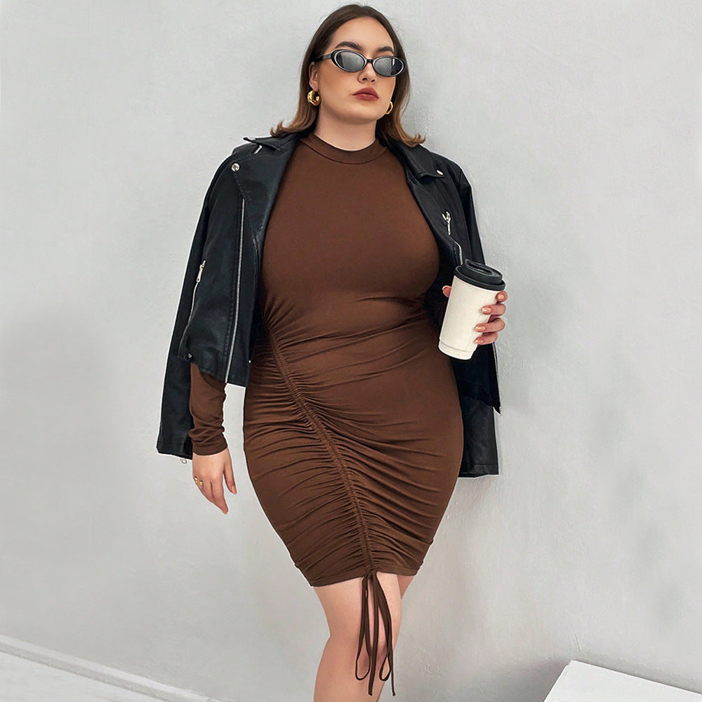 Plus Size Retro Elegant Sexy Dress Women Autumn Long Sleeve Slim Fit Dress Pure Waist Tight Hip Dress