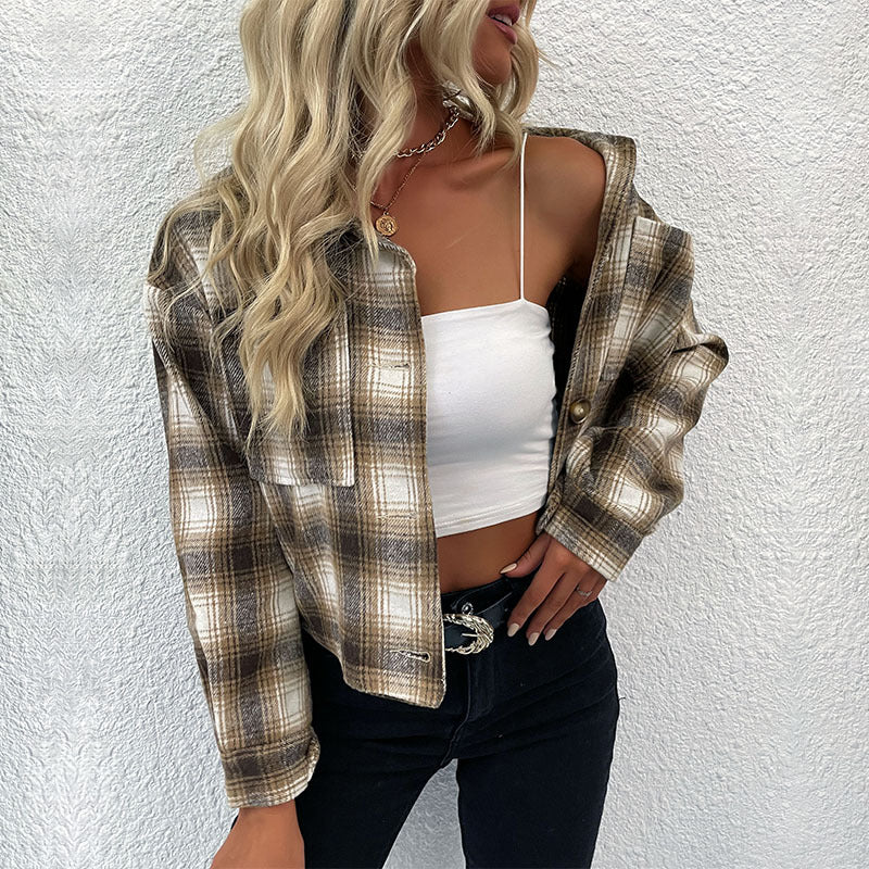 Autumn Winter Women Clothing Coat Plaid Shirt for Women