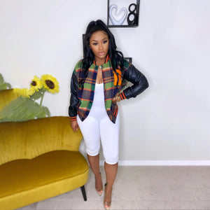Plus Size Women Clothes Casual Embroidery Thread Faux Leather Stitching Varsity Jacket Jacket