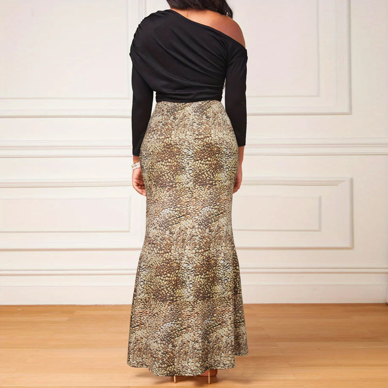 Plus Size Women Clothes Irregular Asymmetric Shoulder Dress Tight Waist Sexy off Shoulder Dress