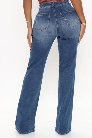 Spring Summer Washed Frayed Street Trendy High Waist Straight Jeans