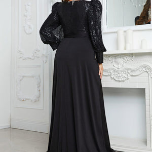 Plus Size Dinner Formal Dress Knickerbockers Long Sleeve Party Dress Elegant Sequined Maxi Dress