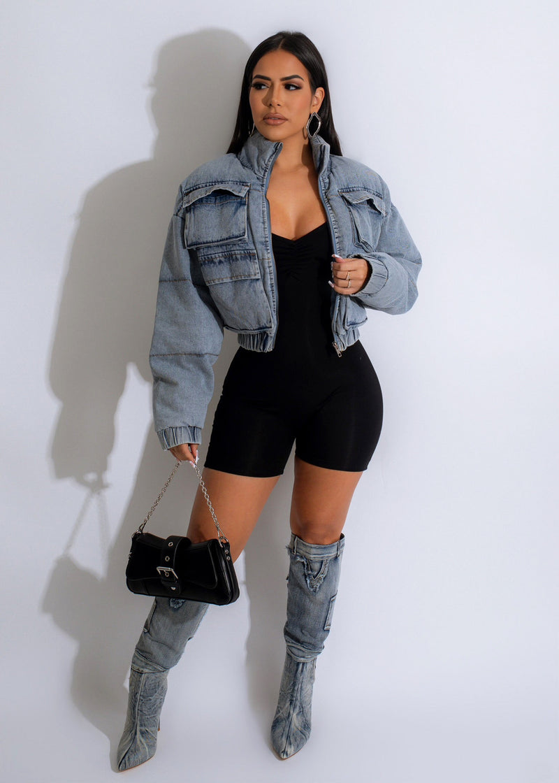 Women Clothing International Stylish Multi Pocket Denim Cotton Jacket Coat