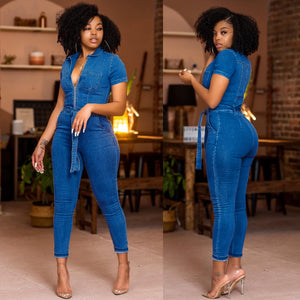 Women Clothing Internet Celebrity Same Sexy Denim Jumpsuit