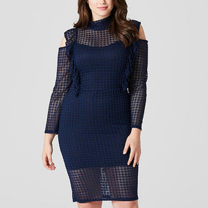 Plus Size Women Clothes Lace Slim Fit Patchwork Sheath Dress