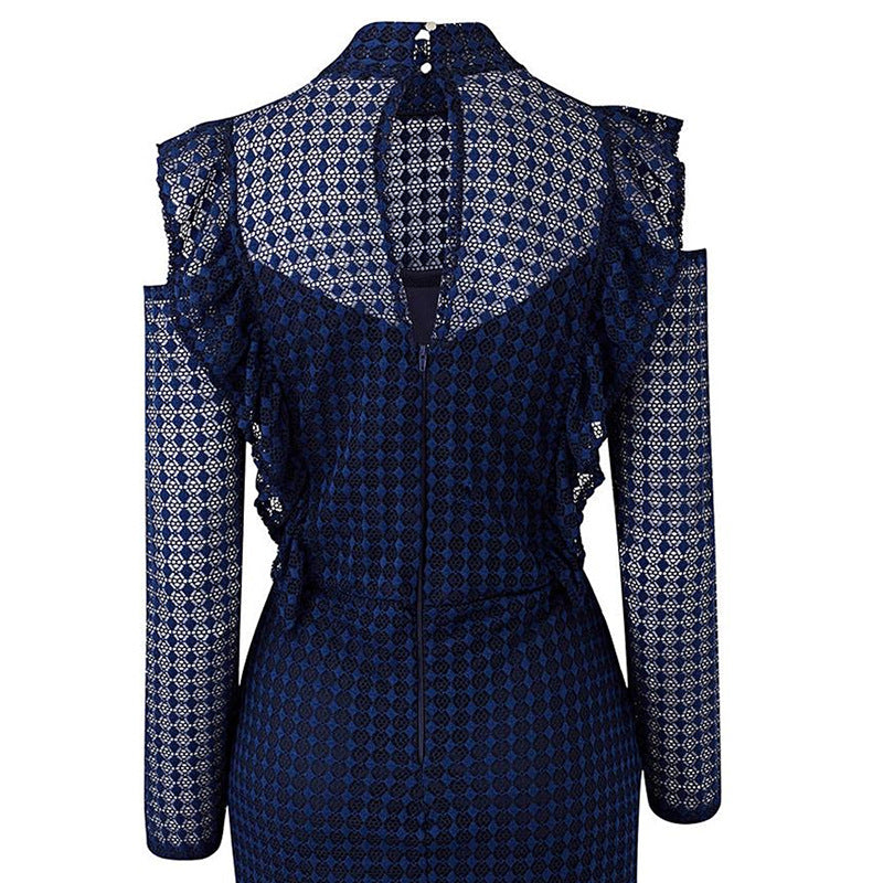 Plus Size Women Clothes Lace Slim Fit Patchwork Sheath Dress