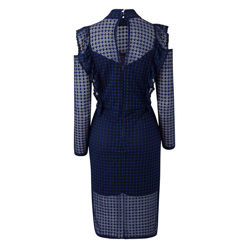 Plus Size Women Clothes Lace Slim Fit Patchwork Sheath Dress