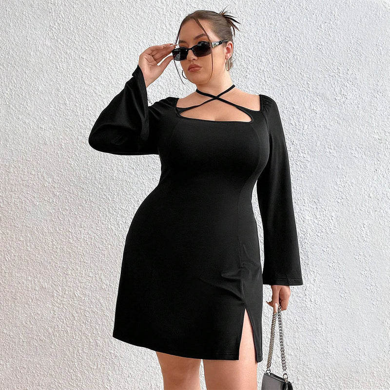Plus Size Autumn Long Sleeve Sexy Dress Tight Sexy Women Clothing