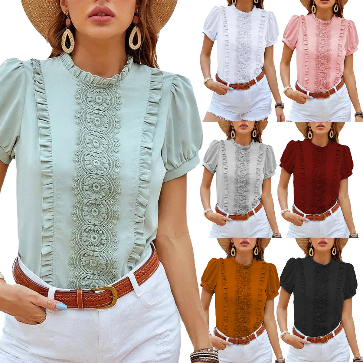 Women Clothing Casual Popular Shirt Women Lace Women Top